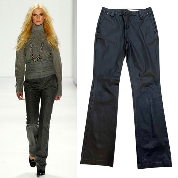 Strenesse Runway 2006 Waxed Cotton Twill Pants Brown Size 8 - Picture 1 of 12